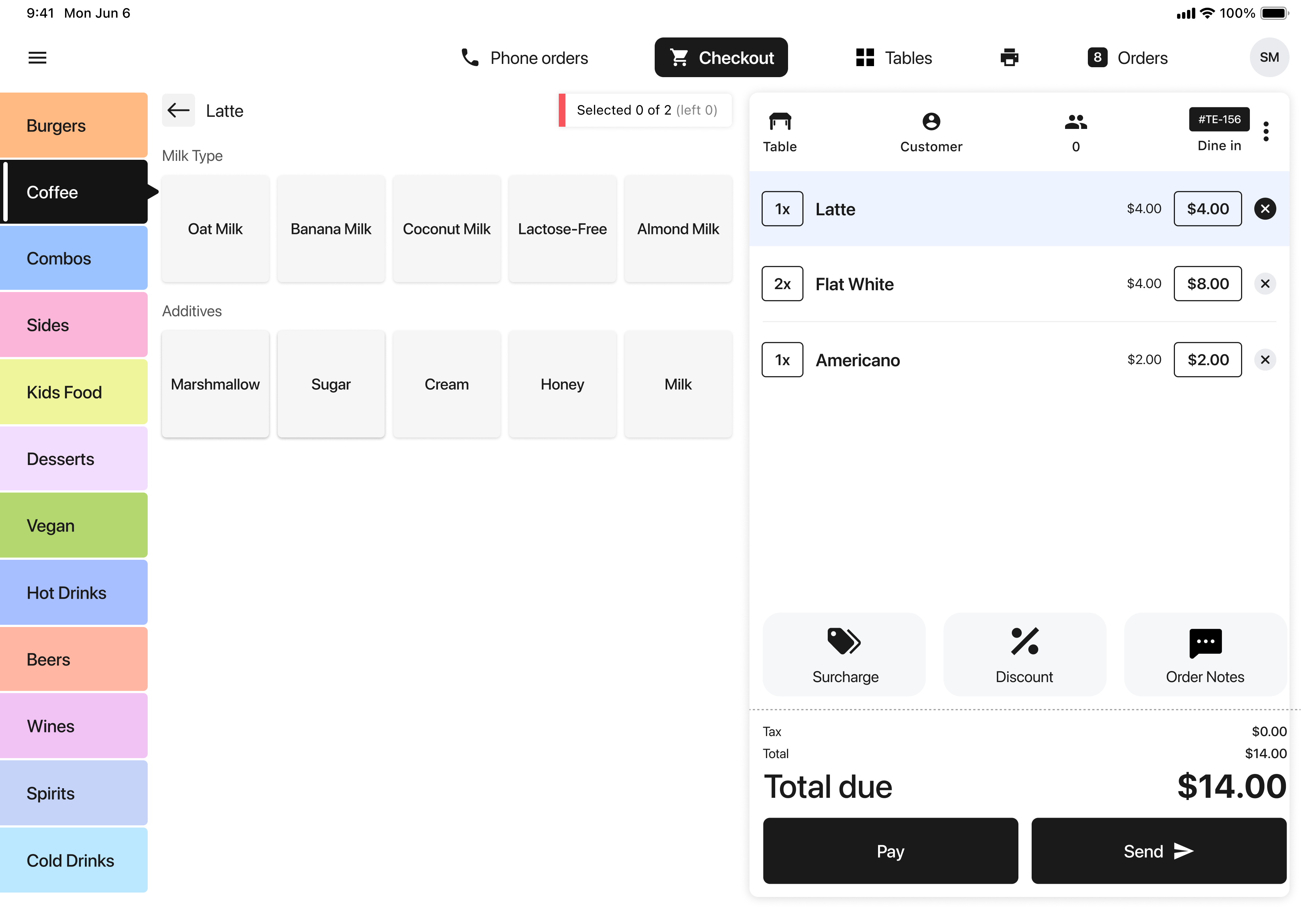 Modifier selection panel